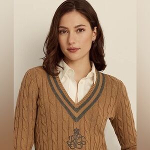 Ralph Lauren Tan V-Neck Sweater